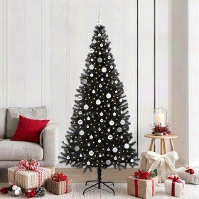 Árbol de Navidad con 300 LED con soporte Negro 210 cm PVC