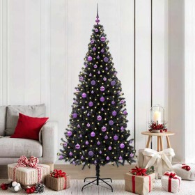 Árbol de Navidad con 300 LED con soporte Negro 210 cm PVC