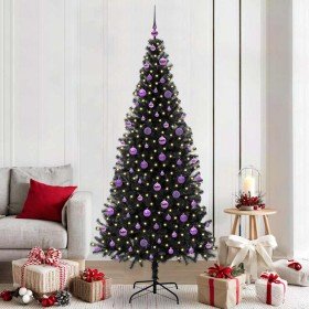 Árbol de Navidad con 300 LED con soporte Negro 210 cm PVC