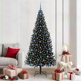 Árbol de Navidad con 300 LED con soporte Negro 210 cm PVC