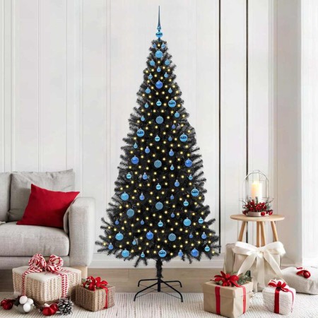 Árbol de Navidad con 300 LED con soporte Negro 210 cm PVC