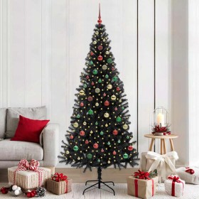 Árbol de Navidad con 300 LED con soporte Negro 210 cm PVC