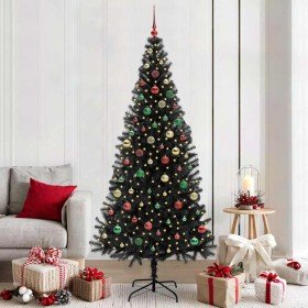 Árbol de Navidad con 300 LED con soporte Negro 210 cm PVC