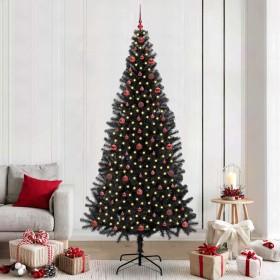 Árbol de Navidad con 300 LED con soporte Negro 240 cm PVC