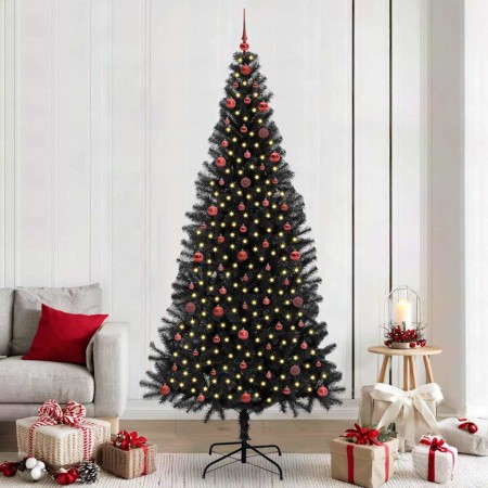 Árbol de Navidad con 300 LED con soporte Negro 240 cm PVC