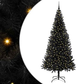 Árbol de Navidad con 300 LED con soporte Negro 240 cm PVC