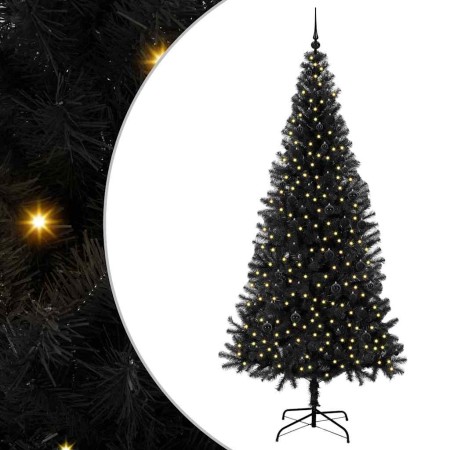 Árbol de Navidad con 300 LED con soporte Negro 240 cm PVC