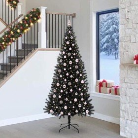 Árbol de Navidad con 300 LED con soporte Negro 240 cm PVC