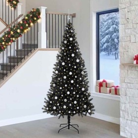 Árbol de Navidad con 300 LED con soporte Negro 240 cm PVC