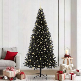 Árbol de Navidad con 300 LED con soporte Negro 240 cm PVC