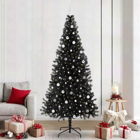 Árbol de Navidad con 300 LED con soporte Negro 240 cm PVC