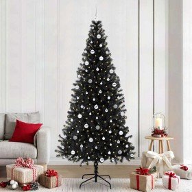 Árbol de Navidad con 300 LED con soporte Negro 240 cm PVC