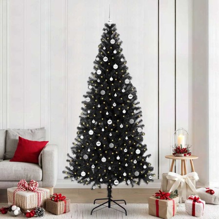 Árbol de Navidad con 300 LED con soporte Negro 240 cm PVC