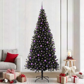 Árbol de Navidad con 300 LED con soporte Negro 240 cm PVC