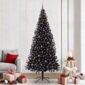 Árbol de Navidad con 300 LED con soporte Negro 240 cm PVC