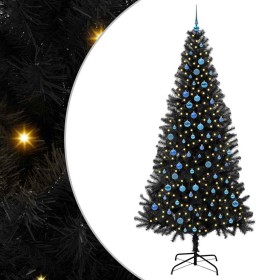 Árbol de Navidad con 300 LED con soporte Negro 240 cm PVC
