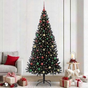 Árbol de Navidad con 300 LED con soporte Negro 240 cm PVC