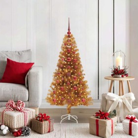 Árbol de Navidad con 150 LED con soporte Dorado 120 cm PET