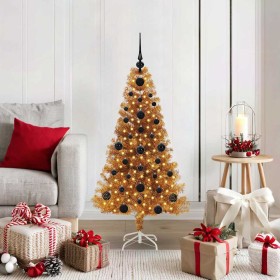 Árbol de Navidad con 150 LED con soporte Dorado 120 cm PET