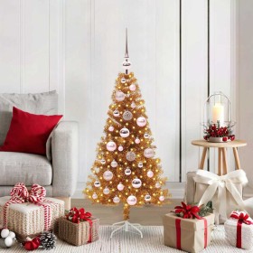 Árbol de Navidad con 150 LED con soporte Dorado 120 cm PET