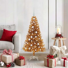 Árbol de Navidad con 150 LED con soporte Dorado 120 cm PET