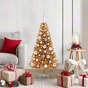 Árbol de Navidad con 150 LED con soporte Dorado 120 cm PET