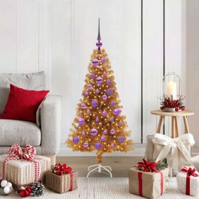 Árbol de Navidad con 150 LED con soporte Dorado 120 cm PET