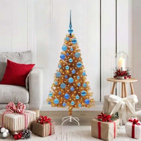 Árbol de Navidad con 150 LED con soporte Dorado 120 cm PET
