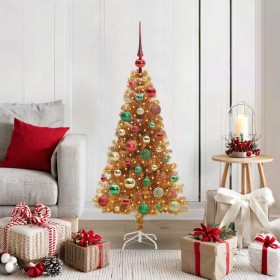 Árbol de Navidad con 150 LED con soporte Dorado 120 cm PET