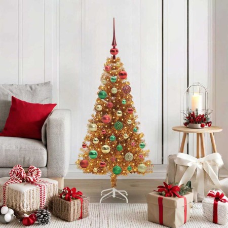 Árbol de Navidad con 150 LED con soporte Dorado 120 cm PET