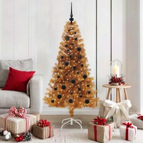 Árbol de Navidad con 150 LED con soporte Dorado 150 cm PET