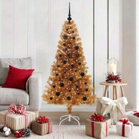 Árbol de Navidad con 150 LED con soporte Dorado 150 cm PET