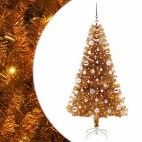 Árbol de Navidad con 150 LED con soporte Dorado 150 cm PET