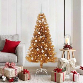 Árbol de Navidad con 150 LED con soporte Dorado 150 cm PET