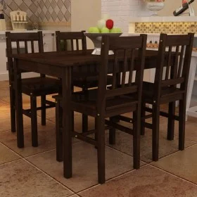 Dining table and 4 brown wooden chairs by vidaXL, Furniture sets for kitchens and dining rooms - Ref: Foro24-241221, Price: 3...