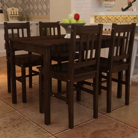 Dining table and 4 brown wooden chairs by vidaXL, Furniture sets for kitchens and dining rooms - Ref: Foro24-241221, Price: 3...