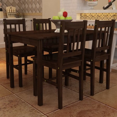 Esstisch und 4 braune Holzstühle von vidaXL, Möbelsets für Küchen und Esszimmer - Ref: Foro24-241221, Preis: 280,78 €, Rabatt: %