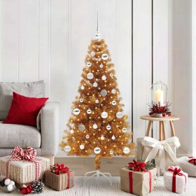 Árbol de Navidad con 150 LED con soporte Dorado 150 cm PET