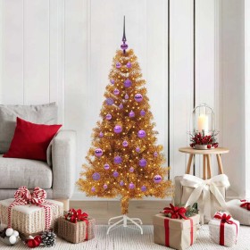 Árbol de Navidad con 150 LED con soporte Dorado 150 cm PET