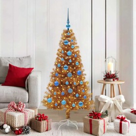 Árbol de Navidad con 150 LED con soporte Dorado 150 cm PET
