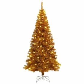 Árbol de Navidad con 300 LED con soporte Dorado 180 cm PET