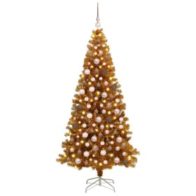 Árbol de Navidad con 300 LED con soporte Dorado 180 cm PET