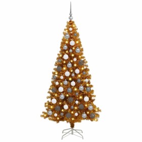 Árbol de Navidad con 300 LED con soporte Dorado 180 cm PET