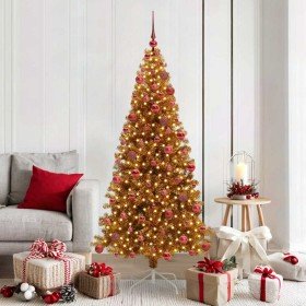 Árbol de Navidad con 300 LED con soporte Dorado 180 cm PET