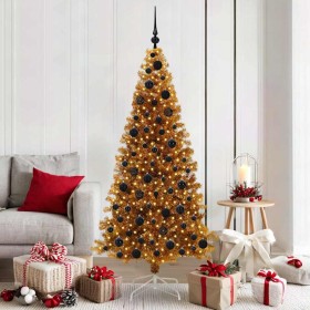 Árbol de Navidad con 300 LED con soporte Dorado 180 cm PET