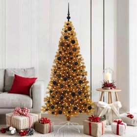 Árbol de Navidad con 300 LED con soporte Dorado 180 cm PET