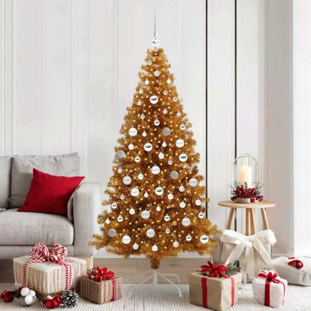 Árbol de Navidad con 300 LED con soporte Dorado 180 cm PET