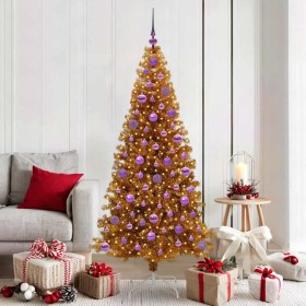 Árbol de Navidad con 300 LED con soporte Dorado 180 cm PET