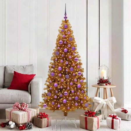 Árbol de Navidad con 300 LED con soporte Dorado 180 cm PET
