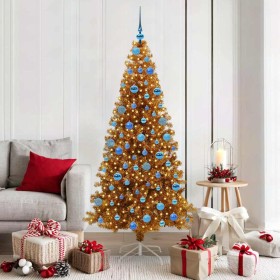 Árbol de Navidad con 300 LED con soporte Dorado 180 cm PET